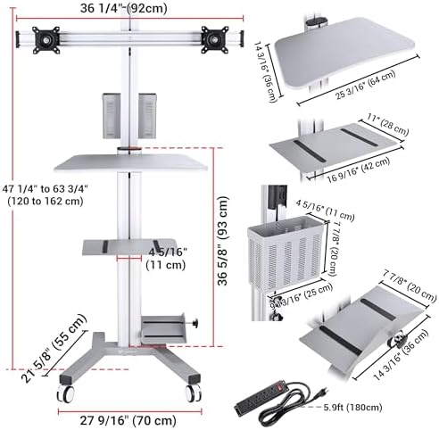 Yescom NexusX Commander Max Mobile PC Computer Stand with Dual Monitor - Image 3