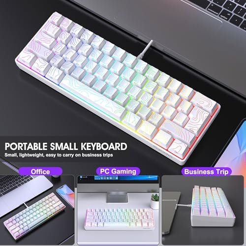 Snpurdiri 60% Wired Gaming Keyboard, 61 Keys RGB Contour Line (White) - Image 6