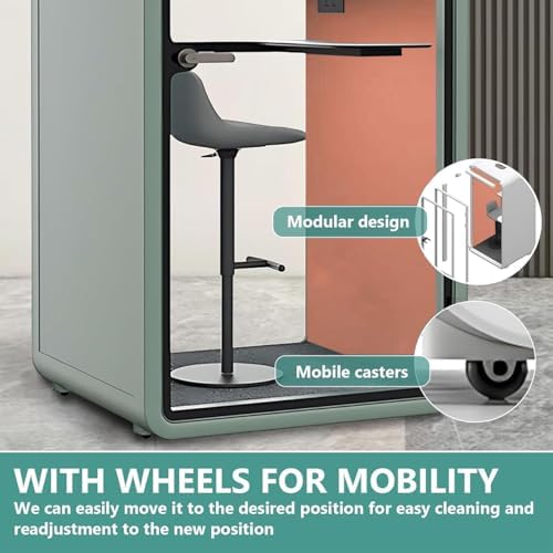 Office Sound Booth with Audio Privacy - Indoor Privacy Sound Isolation Booth with Magnetic Lock Sliding Glass Door,Lighting,Socket, Modern Soundproof Room for Meeting (42.52IN) - Image 7