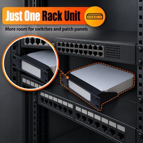 SplashNColor 10" 1U Rack Mount for Mac mini 2010-2023 – Server Rack Shelf Bracket | Secure Screw-in Installation | Fits Standard 19" Racks | Home Lab and Network Closet Organization - Image 3