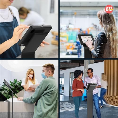 Floor Stand Kiosk - CTA Heavy-Duty VESA Compatible Floor Stand with Interior Cable Routing System and Scratch Resistant Padding on Weighted Base and Kitting Capabilities (ADD-PARAFS) – Black - Image 6