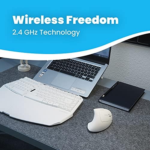 Perixx PERIMICE-713W Wireless Ergonomic Vertical Mouse - 2.4G Spec with USB Receiver - On/Off Switch - 6 Buttons Right Handed Design - White - Image 6