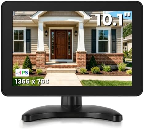 othoig 10.1 Inch Security Monitor, 1366x768 IPS Small HDMI Monitor with Built-in Speakers and Remote Control, HDMI VGA BNC AV Inputs and USB Port for CCTV Surveillance, DVR, NVR, PC, Raspberry Pi by othoig
