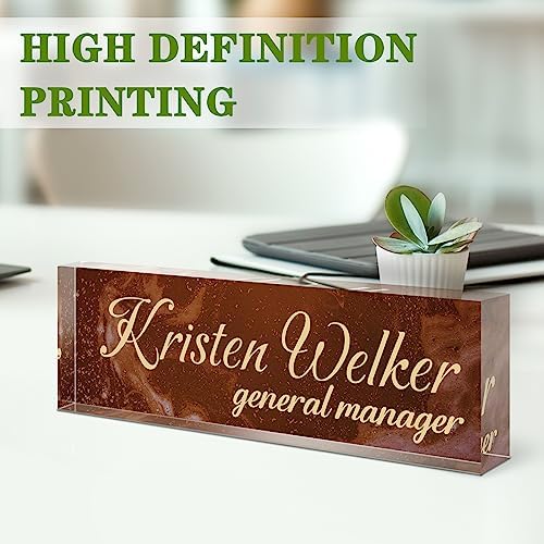 Name Plate for Desk, Desk Name Plate Personalized, Office Decor for Women Men, Acrylic Desktop Accessories, Office Appreciation Gifts for Boss Social Workers Nurse Teacher Employee (Deep Red) - Image 3