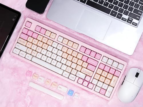 ZORNHER ZH980 Pink Mechanical Keyboard,95% Cat Keyboard Cute,Kawaii Kitty Keycaps,Pink Gaming Keyboard with Number Pad,Jelly Ceramic Keycap,Creamy Sounding Switches - Image 3