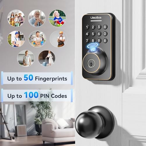Ulecoce U68 Fingerprint Keypad Deadbolt with Knob Set, Oil Rubbed Bronze - Image 5