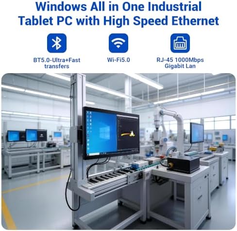 15.6" Industrial Touch Panel Monitor All-in-One Tablet PC, Open Frame Display Win 11 Pro Fanless Computer with Celeron N5095 8GB RAM 128GB ROM, 1920*1080 IPS, VESA Mount for Kiosk Automation POS - Image 4