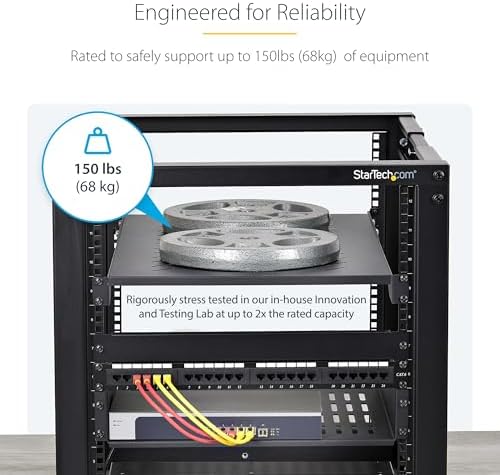 StarTech 1U 4-Post Vented Rack Shelf, 28-34.4in, 150lb (ADJSHELFV-Rack) - Image 4