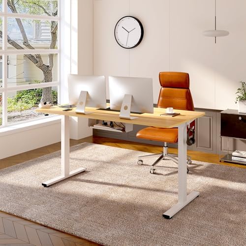FLEXISPOT EN2 40"x24" Whole-Piece Standing Desk with Power Strip, Maple - Image 2