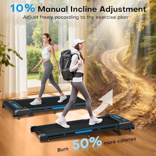 Walking Pad, FOUSAE 6.2MPH Under Desk Walking Pad with 10% Incline, Treadmills for Home with Double Frame, 2.75HP Brushless Drive Treadmill, 12 HIIT Programs, Remote Control, 350LBS Capacity - Image 4
