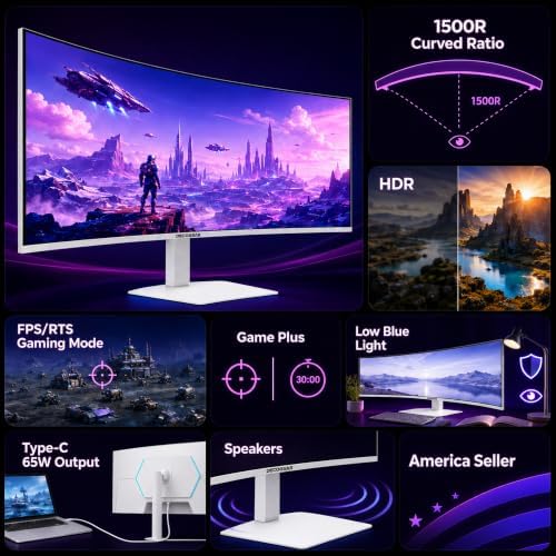 Deco Gear 49" Curved Ultrawide 5K Gaming Monitor, 32:9, 120 Hz, 101% NTSC 100% sRGB, USB-C 65W, Adjustable, Home Office and Entertainment Workstation - Exclusive White Edition - Image 5