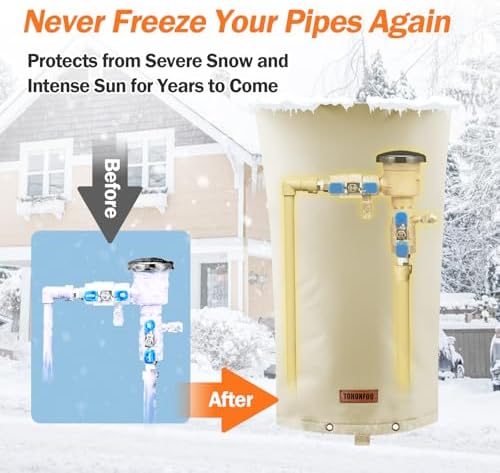 TOHONFOO Backflow Preventer Cover, Pipe Freeze Insulation, 14"Wx26"H, Beige - Image 3