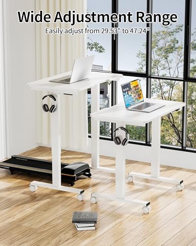 Okin Electric Standing Desk 31.5x19.7 Inches Small Computer Desk-Whole Piece Stand up Desk with Wheels Gaming Rolling Home Office Desks, White - Image 6
