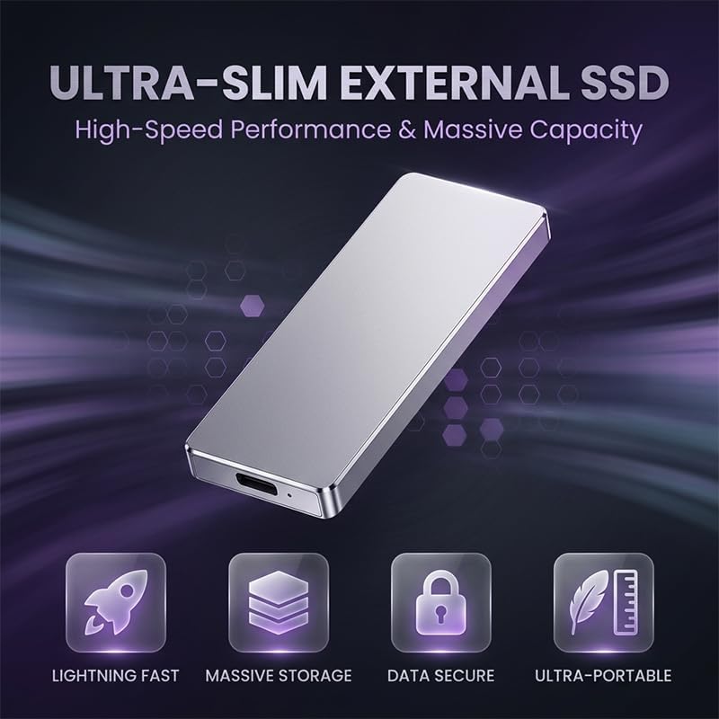 External Solid State Drives, 1TB Portable USB 3.0 (1, Silver) - Image 3