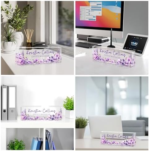Custom Name Plate for Desk, Personalized Name Plate on Clear Acrylic Glass - Image 2