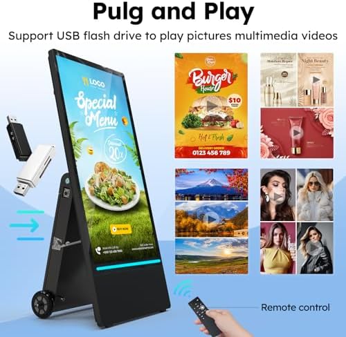43 inch Outdoor Mobile Digital Signage Display with Road Case, IP65 Waterproof Advertising Display Kiosk, Rechargeable Battery, Brightness Auto-Adjustment and Impact Resistant Screen - Image 6