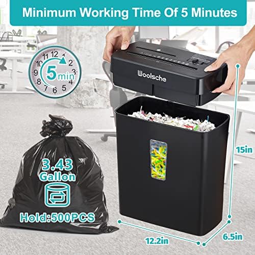 Woolsche Paper Shredder for Home Office,10-Sheet Cross Cut,3.43 Gal Basket - Image 5