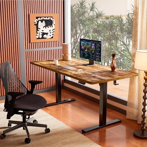 ErGear Height Adjustable Electric Standing Desk, 32 x 19 Inches Sit Stand up Desk, Memory Computer Home Office Desk, Vintage Brown - Image 2