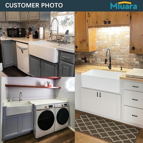 Miuara Farmhouse Sink 30 x 18 Inch White Fireclay Apron Front Kitchen Sink - Image 5
