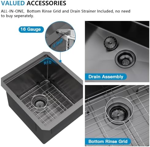 15"x17" Undermount Black Bar Prep Sink Workstation - Image 7