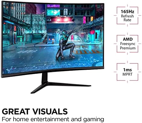 ViewSonic VX3218C-2K 32 Inch 1440p Curved Gaming Monitor, 180Hz and 1ms for Smooth Gameplay, FreeSync Premium and Eye Care Technology for Smooth Visuals, HDMI, and DisplayPort Inputs - Image 3