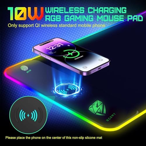 Wireless Charging RGB Gaming Mouse Pad 15W -800x300x4MM-Fast Charging, Ultra-Smooth Surface, Non-Slip Base, 13 Light Modes - Ultimate RGB Mouse Pad for Gamers - Large Mouse Pad Gaming Mat - Image 5