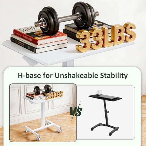 Mobile Standing Desk with Wheels, Small Rolling Desk Adjustable Height - Image 4