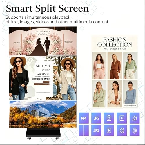 80" Seamless Splicing LED Display, Foldable Poster Screen with P1.86 Digital Signage Display LED Totem with USB/HDMI/WiFi/Remote - Image 6