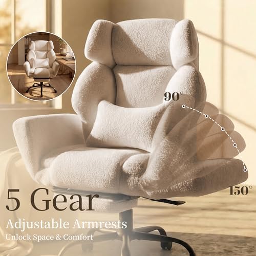 Big and Tall Office Chair with Flip Arms, Extra Wide Seat for Pets Sitting - Image 4