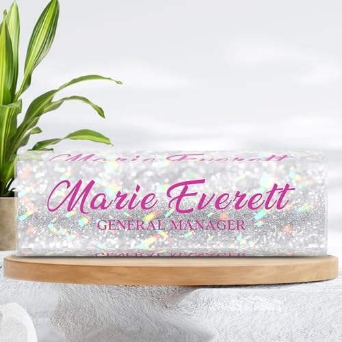 Custom Name Plate for Desk | Personalized Desk Name Plate | Personalized Boss Employee Appreciation Gifts | Acrylic Name Plate Office Desk Accessories (A-Silver Colored Crystal) - Image 6