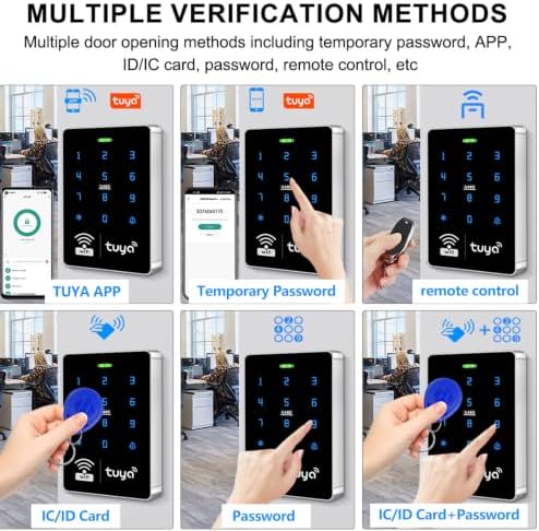 WiFi TUYA Complete Security Access System Kit with Waterproof RFID Touch Keypad Door Lock, Smart Remote Door Opener, App，600-Pound Electric Magnetic Lock + ZL, Metal Sensor Switch, Doorbel - Image 4