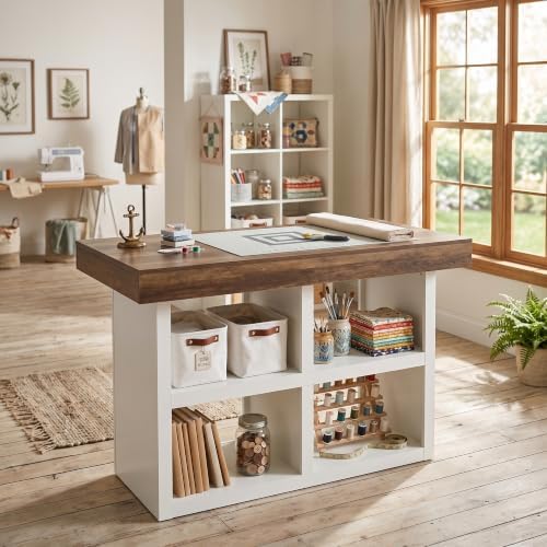 Tribesigns Artwork Craft Table with Storage, Counter Height Sewing Cabinet - Image 6