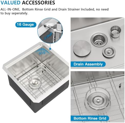 17"x17" Bar Prep Sink Undermount Workstation - Image 7