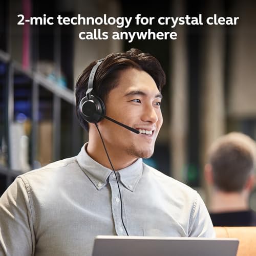 Jabra Evolve2 30 SE (2025 Version) Wired Dual-Ear Headphones with Microphone for Work – Computer Headset - USB-A and USB-C Cable - Microsoft Teams Certified - Goes with All Meeting Platforms – Black - Image 5