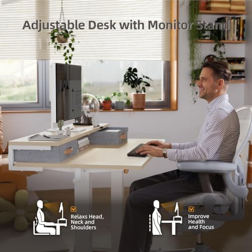 Seang Electric Standing Desk with 2 Drawers, 48 Inch, Natural - Image 6