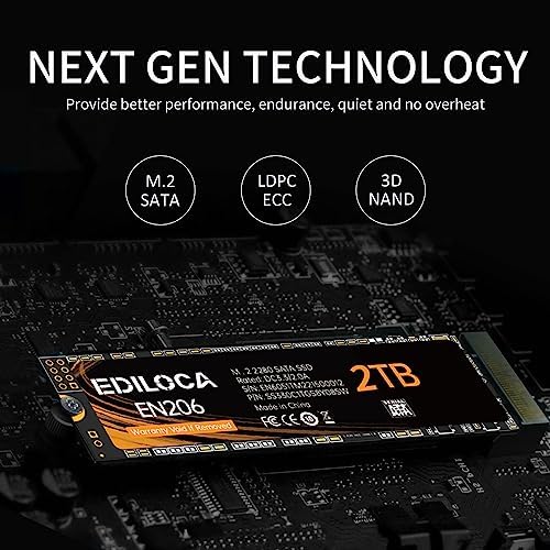 Ediloca EN206 2TB SSD M.2 SATA 3D NAND TLC, M.2 2280 SATA III 6Gb/s SSD Internal Hard Drive, Read/Write Speed up to 550/480 MB/s, Compatible with Ultrabooks, Tablet Computers and Mini PCs - Image 3