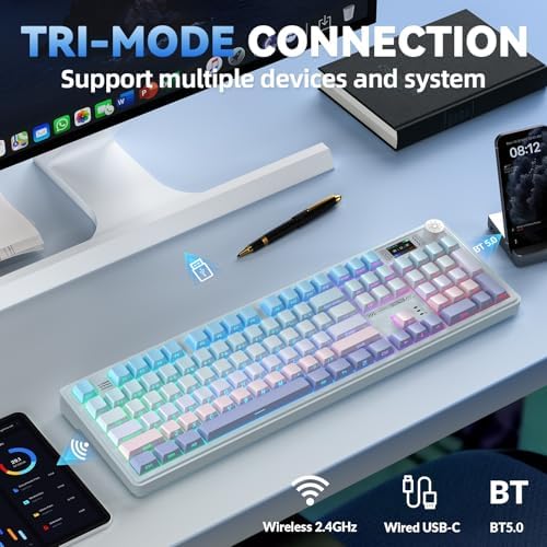 LINGBAO K108 Pro Wireless Mechanical Creamy Keyboard with Number Pad & Knob - Image 4