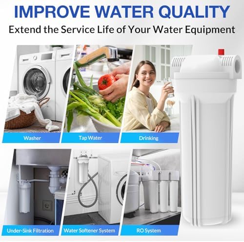 SimPure Whole House Water Filter Housing, Inline Water Filter for Home, Universal 10 inch Sediment Filter with 3/4 NPT Inlet and Outlet, Heavy Duty Steel Bracket, 4 Screws, Wrench (Pack of 2) - Image 6