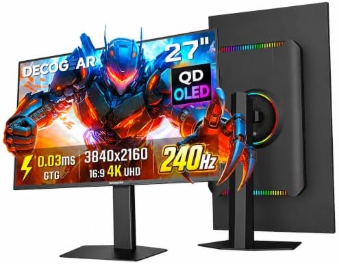 Deco Gear 27" 4K UHD QD-OLED Gaming Monitor, 240Hz, 0.03ms GTG, 3840x2160 by DecoGearUSA