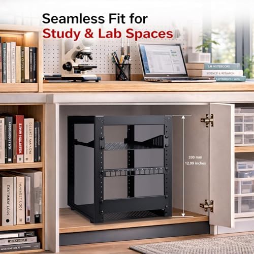 GeeekPi 6U Server Rack, 10 inch Mini Rack for Network, Servers, Audio, and Video Equipment, DeskPi RackMate T1/2 Plus, 10.23inch/260mm Depth (Black) - Image 6