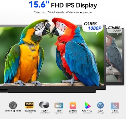 Laptop Screen Extender, 15.6" FHD IPS,1.52 lb Portable Screen, Detachable - Image 5