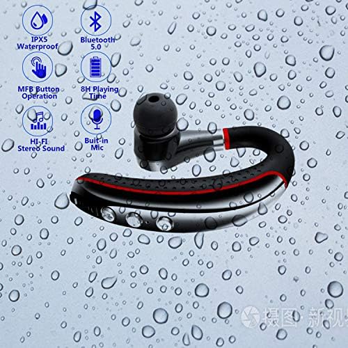Bluetooth Headset V5.0,Wireless Bluetooth Earpiece with Noise Canceling Mic for Cell Phone,Business Earphone for Driving/Trucker/Office,Sweatproof Headset for Android/iPhone-RED - Image 5