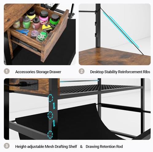 Natwind Wide Format Printer Stand, Plotter Workbench Table,Retro - Image 6