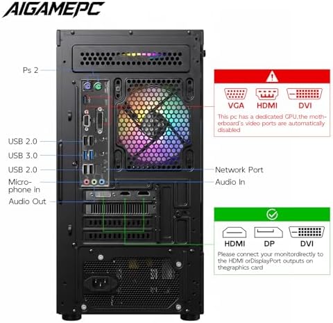 Gaming Desktop Computer, AMD R7 4700 LE,RTX 3050 6G,16GB DDR4,512GB M.2 SSD, BX3 550W 80PLUS Bronze PSU, RGB Fan x5, WiFi Ready & Windows 11 Home, Black - Image 4