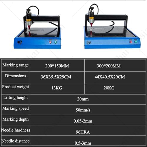 Electric Metal Marking Machine,Desktop Metal Engraving Machine,Marking Depth 0.05-2 Mm,96hra Needle Hardness,for Metal Name Plate Tag Marking Dot Peen Engraver 300 * 200 - Image 2