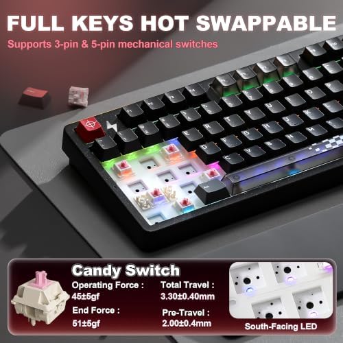 YUNZII AL98 PRO Aluminum Wireless Mechanical Keyboard(Black,Candy Switch) - Image 5