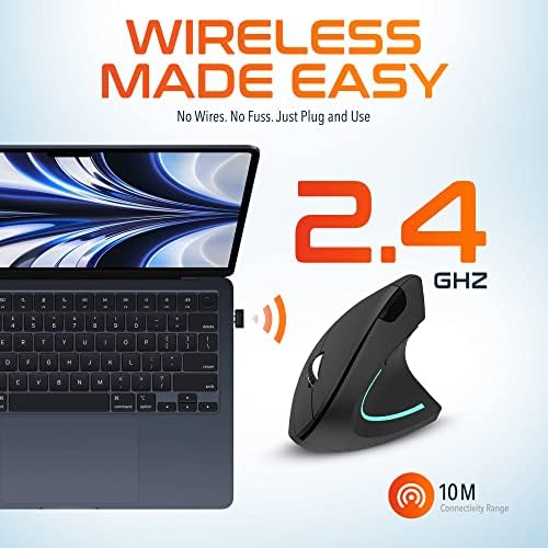 Delton Ergonomic Vertical Wireless Mouse with 2.4GHz USB Dongle - Image 4