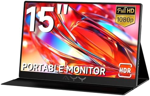 AYY Portable Monitor for Laptop 15 Inch, FHD 1080P USB-C HDMI Travel Monitor External for Computer, Second Display HDR IPS Gaming Monitor Extender for PC MAC Phone PS4/5 Xbox Switch, Built-in Speakers by AYYPortableMonitor
