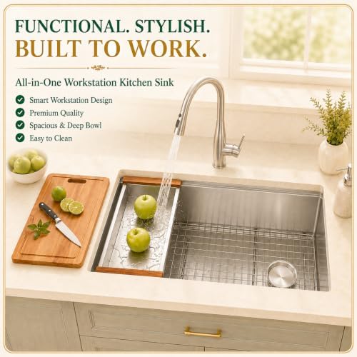 28" X 18" Undermount Kitchen Sink Offset Drain with Workstation - Image 3
