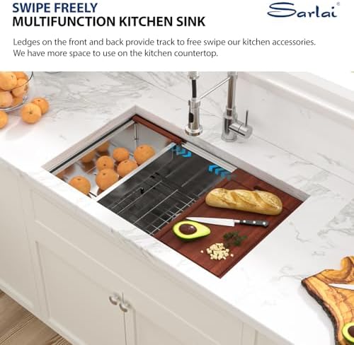 Sarlai 28 Undermount Sink Black Stainless 28"x18" Kitchen Sink Workstation - Image 4